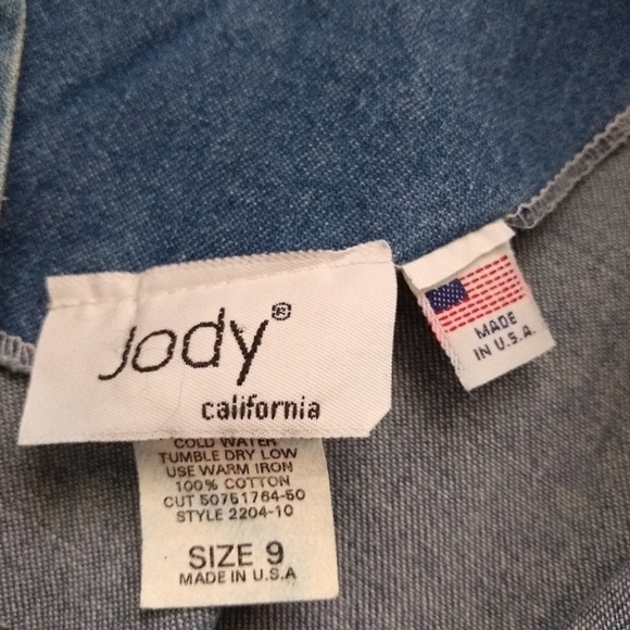 Vintage Denim Bell Maxi dress size 9 EUC Lace Up Back Pearl Buttons - Picture 7 of 11